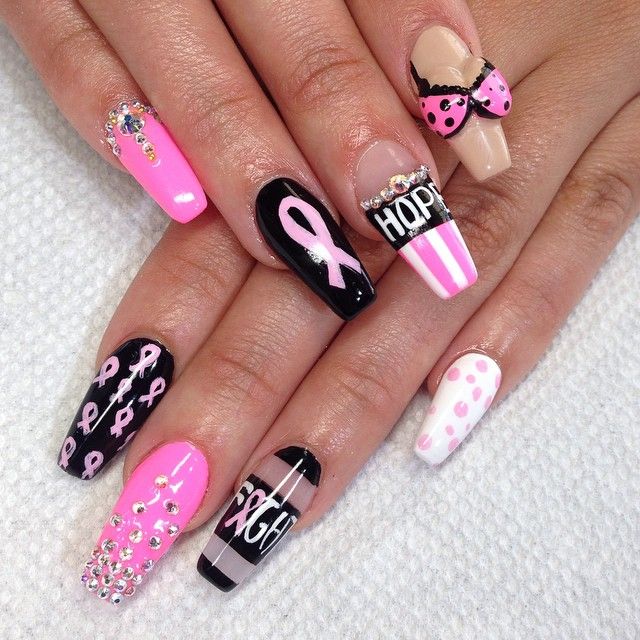 Breast Cancer Nails Coffin